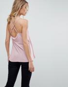 Asos Cami With Cross Straps In Swing Fit - Pink