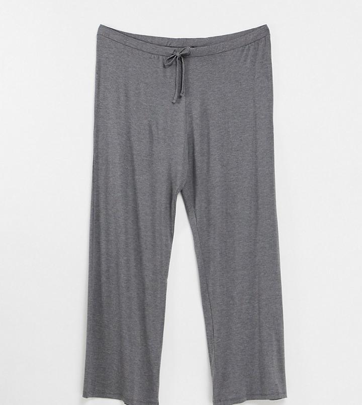 Yours Tie Waist Wide Leg Pants In Gray Heather-grey