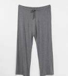 Yours Tie Waist Wide Leg Pants In Gray Heather-grey