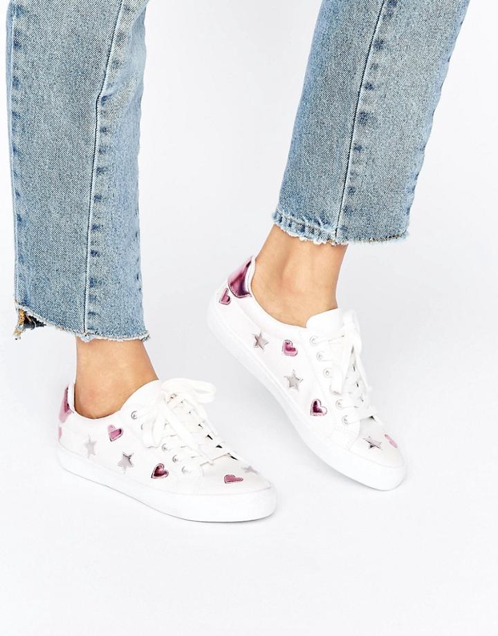 Asos Dea Star Lace Up Sneakers - White