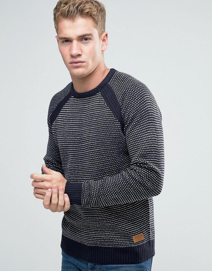 Threadbare Marl Crew Neck Sweater - Navy