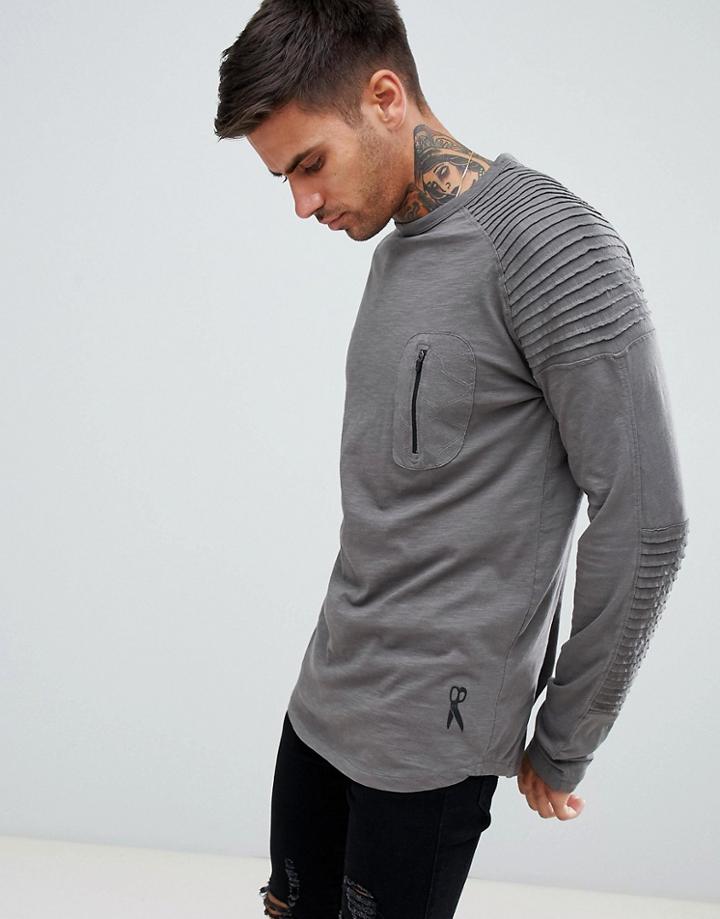 Ringspun Pocket Long Sleeve Top - Gray