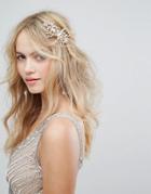 Loverocks London Rose Gold Pearl & Leaf Cluster Hair Comb - Gold
