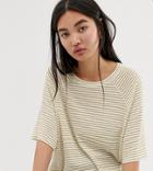 Weekday Base Boxy T-shirt In Beige And White Stripes
