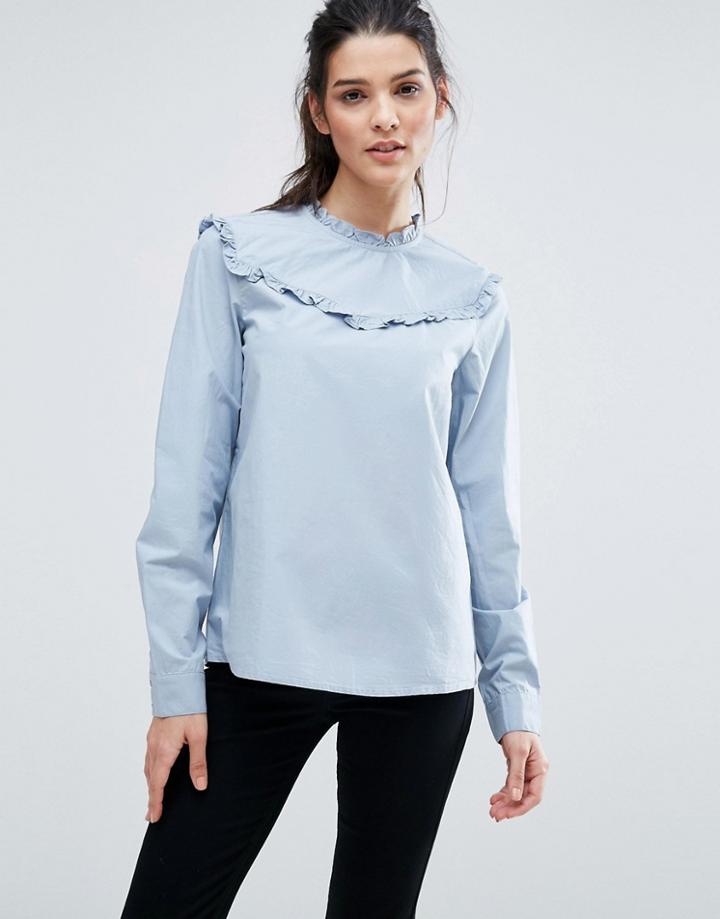 Vero Moda Ruffle Neck Blouse - Blue