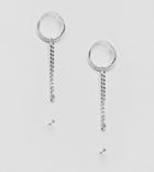 Asos Design Pack Of 2 Sterling Silver Ball Stud And Chain Drop Hoop Earrings - Silver