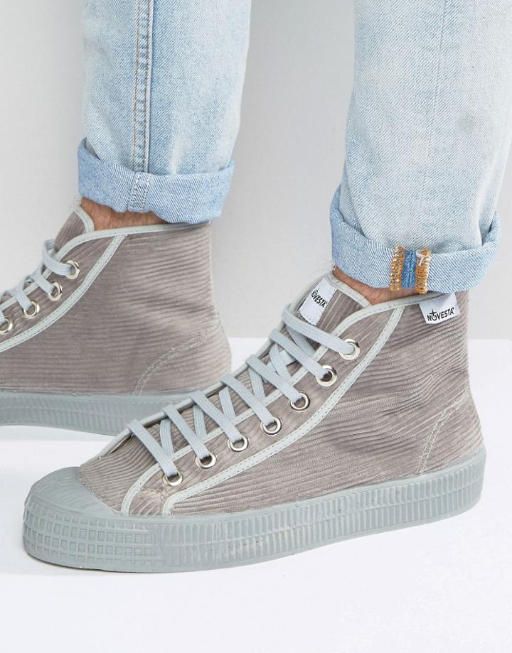 Novesta Star Dribble Corduroy Hi Top Pimsolls - Gray
