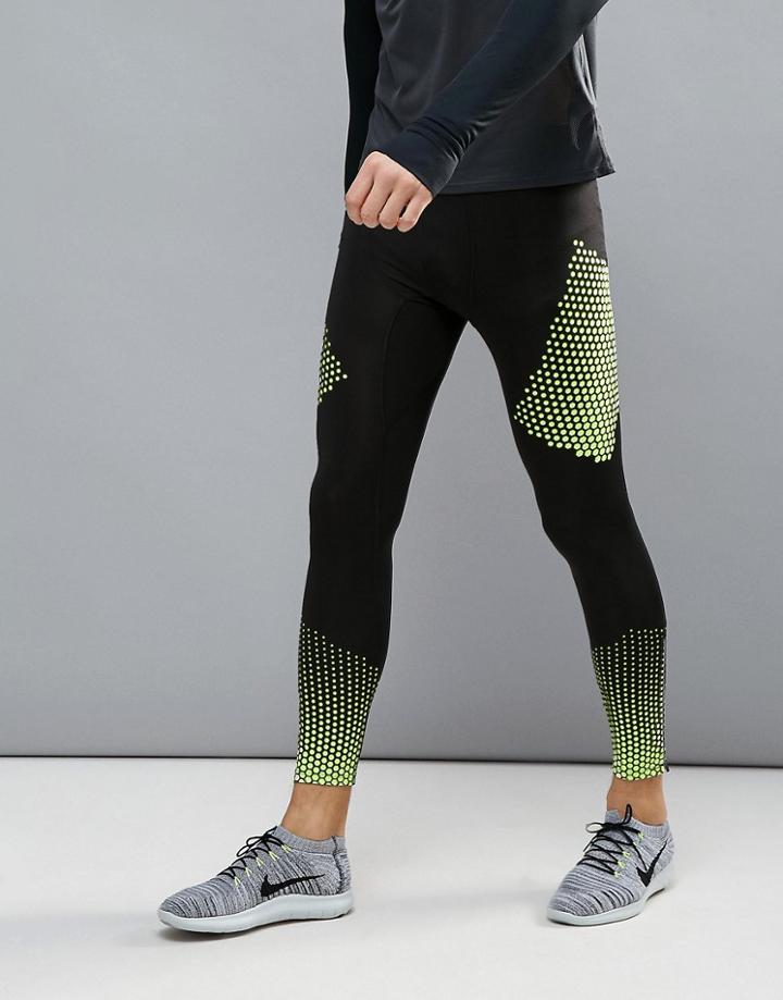 New Look Sport Running Tights With Zip And Print Detail - Black