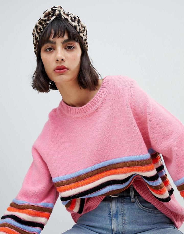 Asos Design Leopard Print Knot Front Hat - Multi