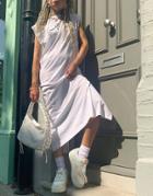 Weekday Lia Organic Cotton Midi T-shirt Dress With Slit Back In White