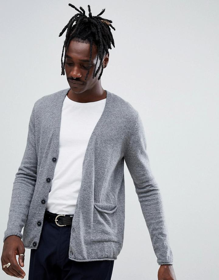Antony Morato Knitted Cardigan In Gray Alpaca Wool Blend