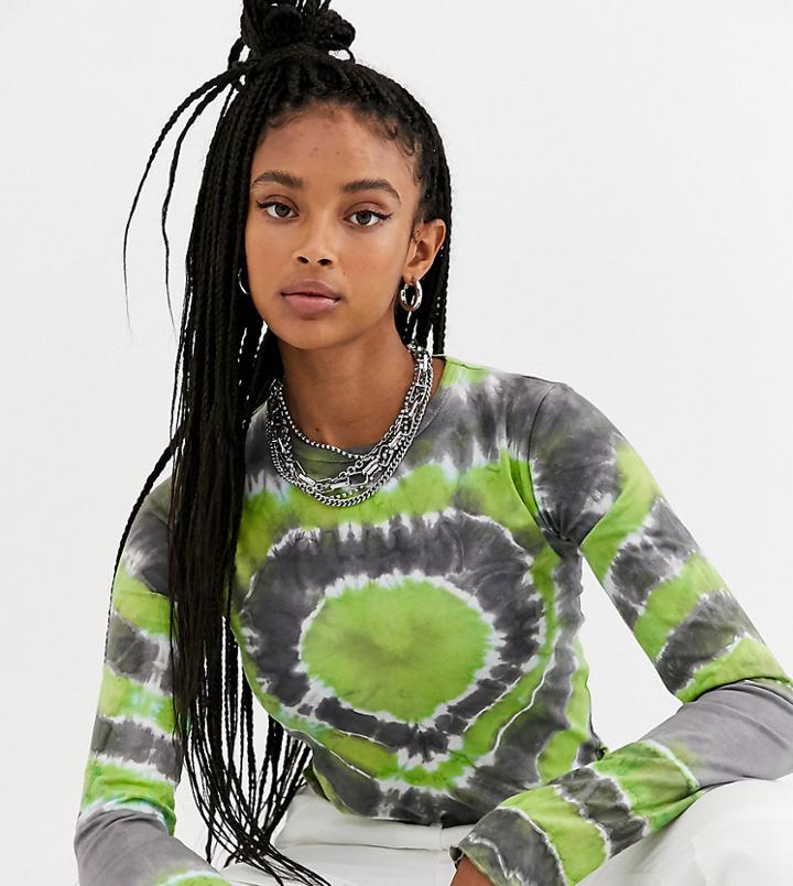 The Ragged Priest Long Sleeve Crop Top In Tie Dye