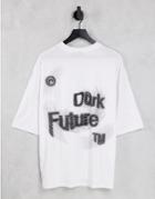 Asos Dark Future Oversized T-shirt With Warped Logo Print In White