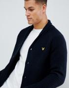 Lyle & Scott Shawl Neck Cardigan In Navy