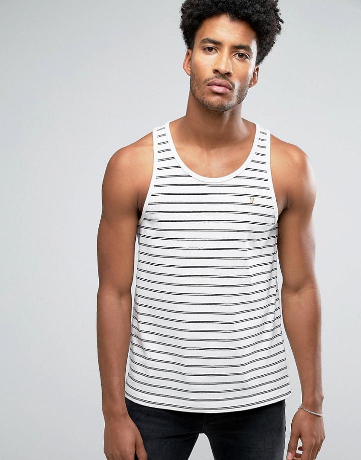 Farah Fistrell Stripe Tank In Off White Stripe - White