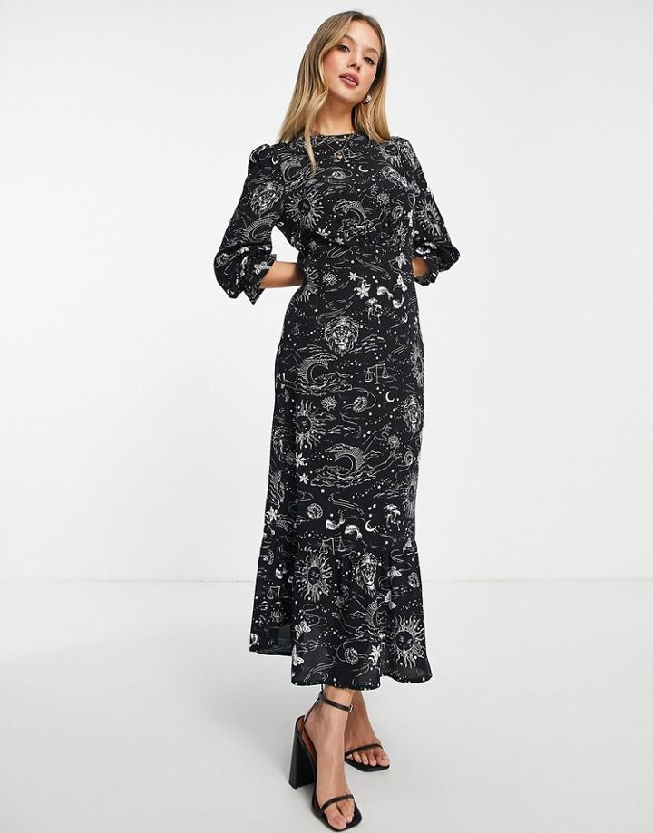 Nobody's Child Selena Zodiac Print Dress In Black