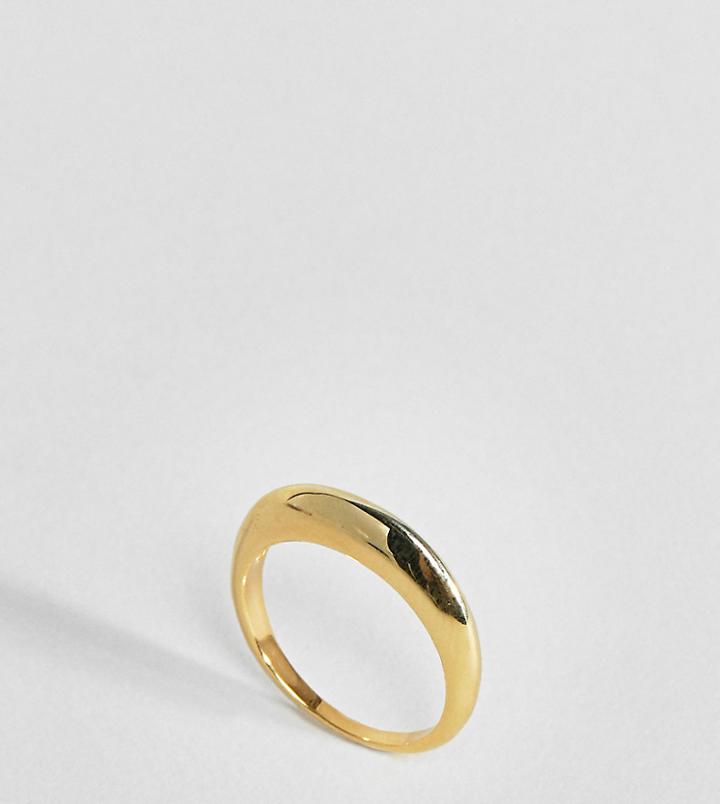 Asos Design Gold Plated Sterling Silver Satin Finish Thick Band Ring - Gold