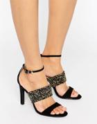 Forever Unique Willow Multi Strap Heeled Embellished Sandal - Black