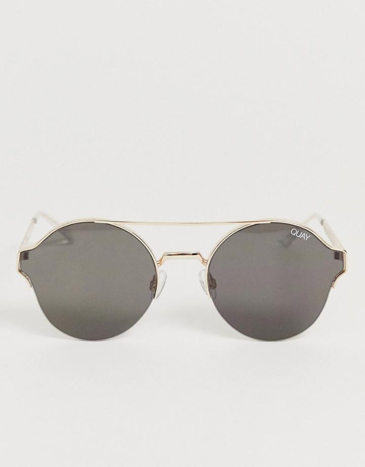 Quay Australia Roadie Round Sunglasses In Gold - Gold