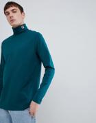 Fila White Line Logo Roll Neck Long Sleeve T-shirt In Green - Green