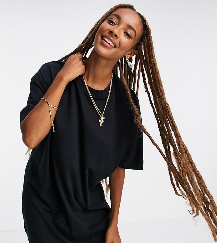 Collusion Organic Cotton Mini T-shirt Dress In Black