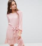 Vero Moda Tall Ruffle Dress With Wrap Hem - Pink