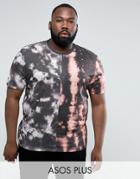 Asos Plus T-shirt With Spliced Wash - Gray
