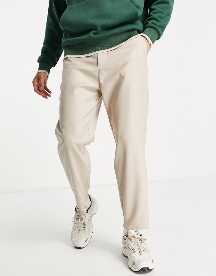 Pull & Bear Loose Tailored Pants In Beige-neutral