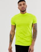 Asos Design Organic T-shirt With Turtleneck In Bright Green - Green