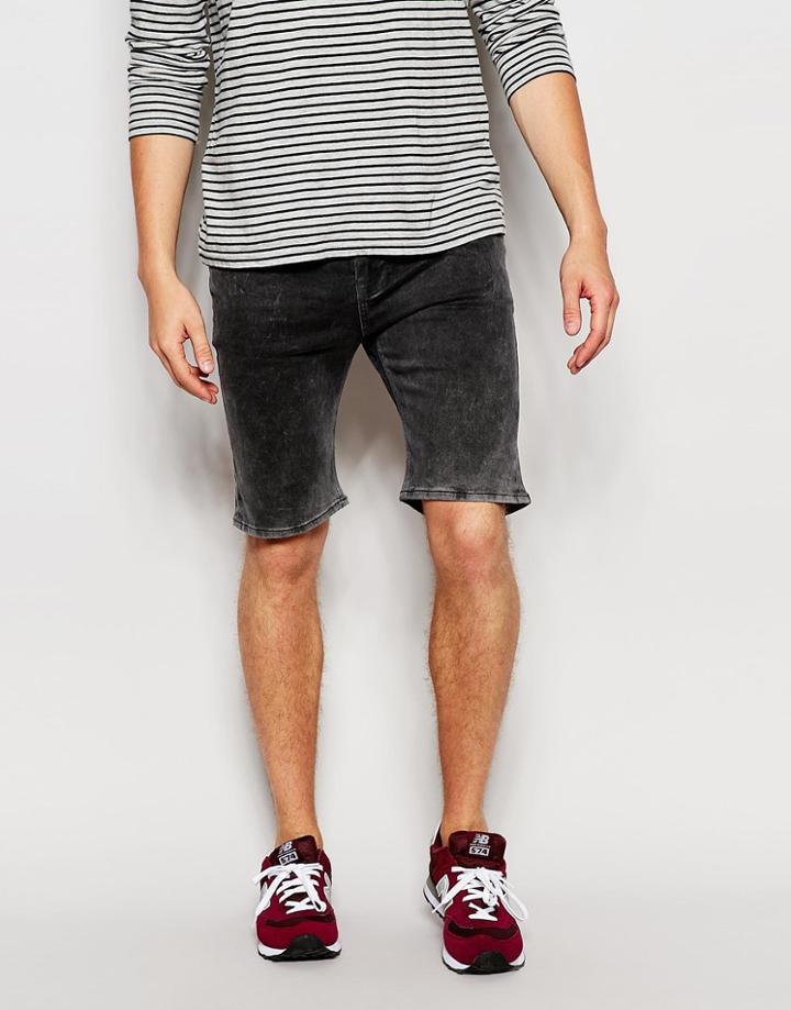 Bellfield Black Denim Shorts - Black