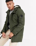 Only & Sons Parka With Fleece Lined Hood And Removable Faux Fur-green