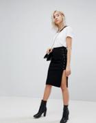 Bershka Lace Up Pencil Skirt - Black