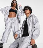 Collusion Unisex Track Jacket In Silver Reflective Fabric - Part Of A Set
