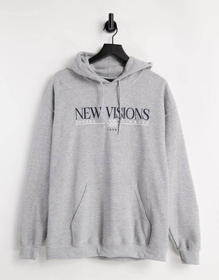 New Look New Visions Hoodie In Gray-grey