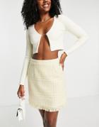 Vila Tailored Suit Mini Skirt In Yellow Boucle Check