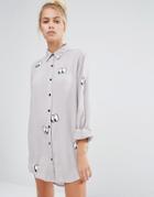 Lazy Oaf Oversized Shirt With Eyes All Over Print - Gray