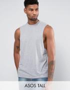 Asos Tall Sleeveless T-shirt With Dropped Armhole In Gray Marl - Gray