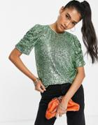 Whistles Seema Sequin Top In Green - Part Of A Set