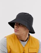 Asos Design Black Nylon Wide Brim Bucket Hat - Black