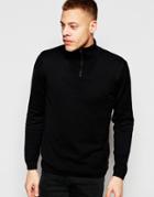 Asos Turtleneck Jumper With Zip In Black - Black