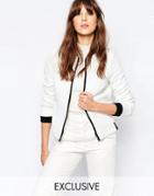 Helene Berman Bomber Jacket In White Texture - 15 White