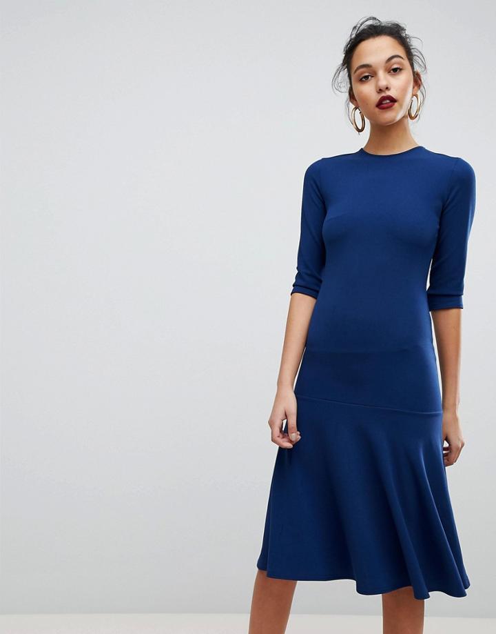 Club L Kick Flare Scuba Crepe Dress - Navy