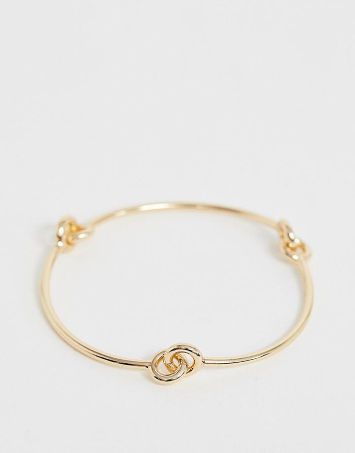 Asos Design Bangle Bracelet In Linked Design In Gold Tone - Gold