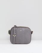 Paul Costelloe Real Leather Double Clasp Zip Around Boxy Cross Body Bag In Gray - Gray