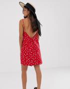 Asos Design Scoop Back Shift Mini Sundress In Ditsy Floral Print - Multi