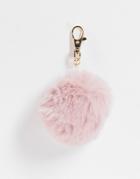 Asos Design Faux Fur Pom Bag Charm In Baby Pink
