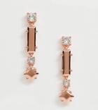 Ted Baker Rose Gold Crystal Drop Statement Earrings - Gold