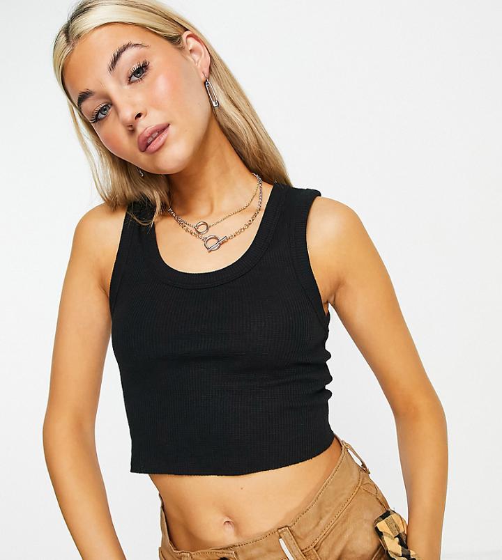 Collusion Waffle Tank In Black