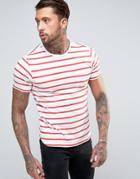 Another Influence Wide Stripe Curved Hem T-shirt - Orange