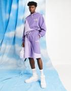 Asos Daysocial Oversized Short With Curved Paneling In Purple - Part Of A Set
